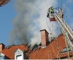 Dachstuhlbrand in Innenstadt